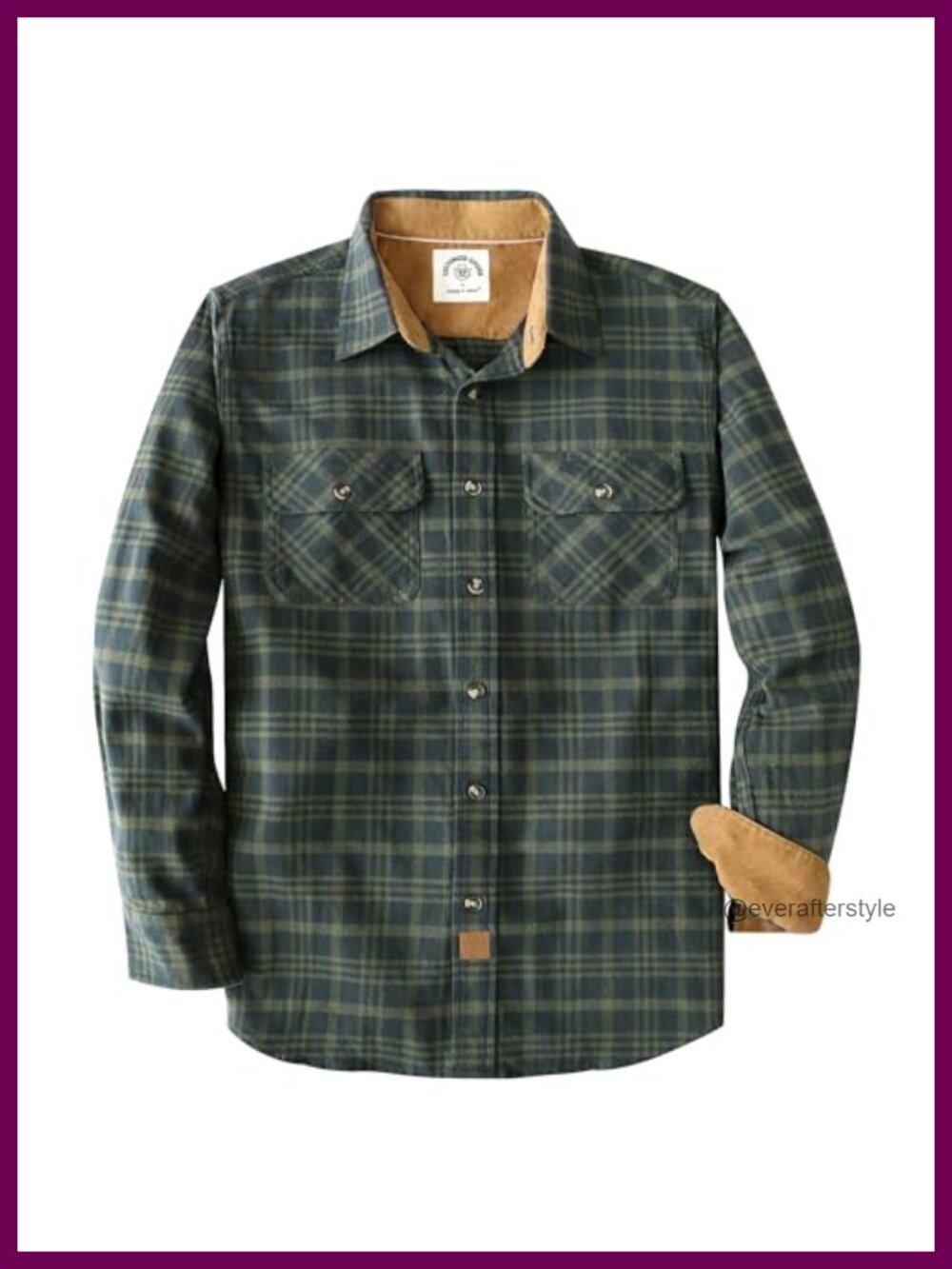 Men's Flannel Plaid Button-Down Shirt Cotton Brushed Casual